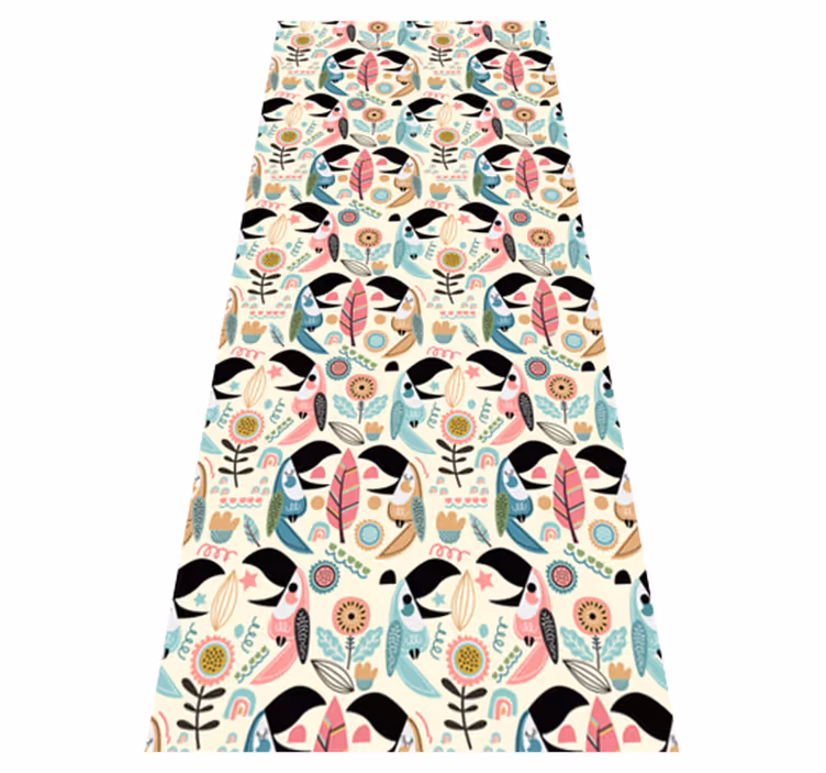 Tapis vinyle chambre feuilles pastel nordiques bleues - TenStickers