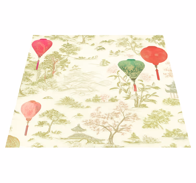 Tapis vinyle chambre paysage oriental chinoiserie - TenStickers