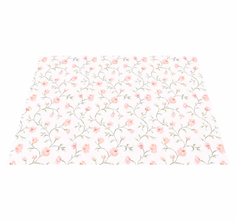 Tapis vinyle chambre fleurs botaniques roses - TenStickers