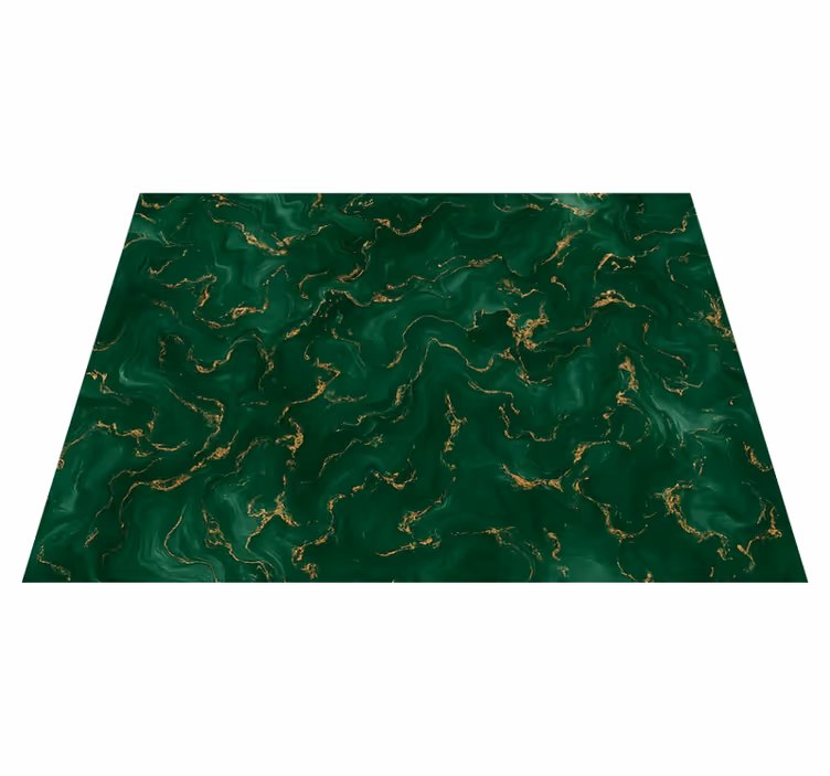 Tapis vinyle chambre vert Émeraude et marbre doré - TenStickers