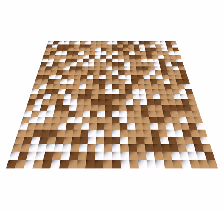Tapis vinyle géométrique carrés marron - TenStickers