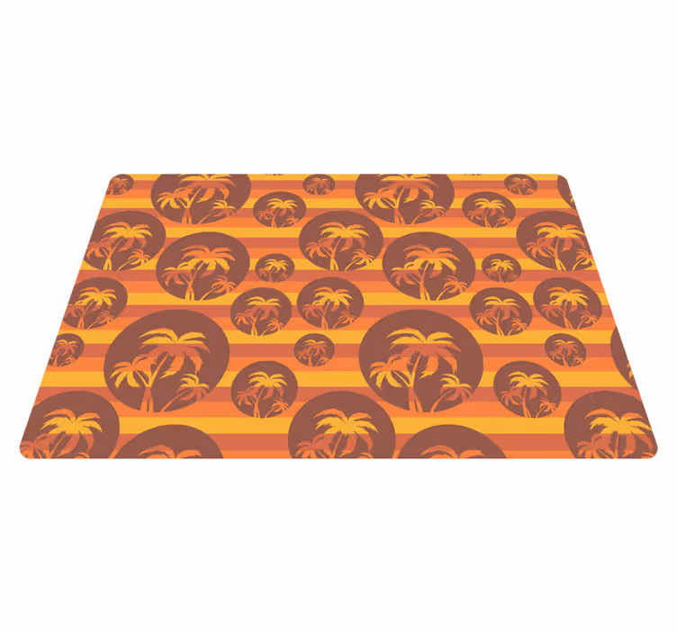 Tapis vinyle géométrique coucher de soleil et palmiers - TenStickers