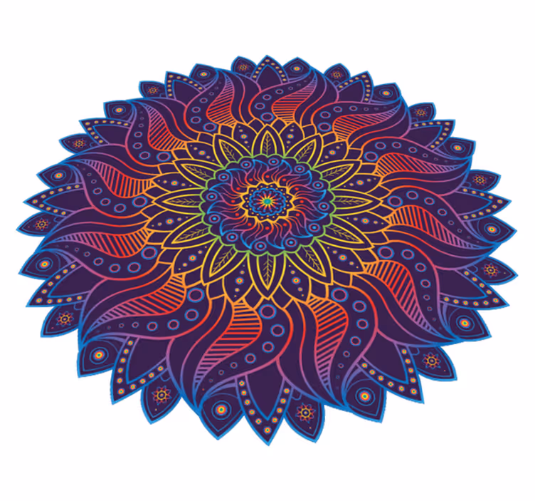 Tapis vinyle géométrique mandala arc-en-ciel - TenStickers