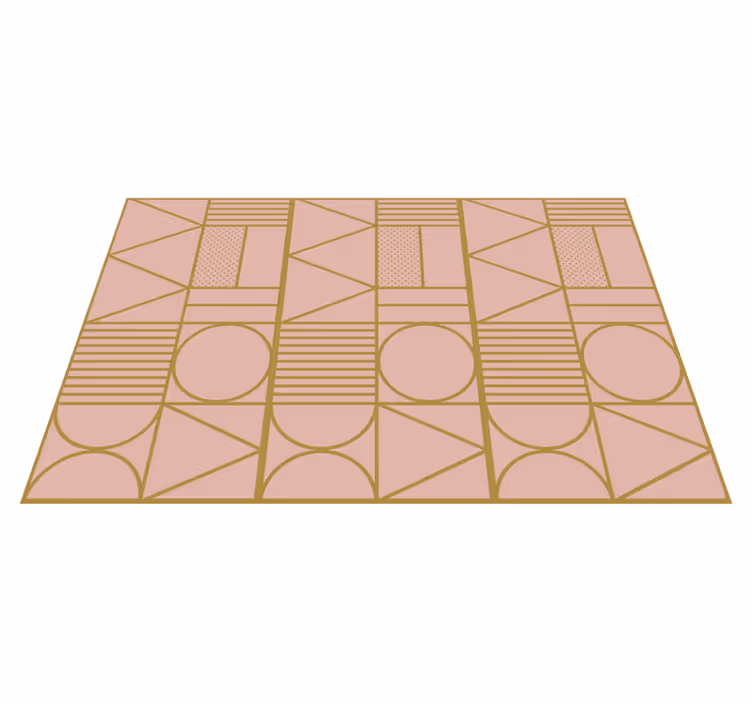 Tapis vinyle géométrique blocs or et rose - TenStickers
