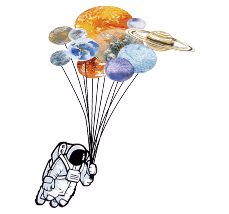 Tapis vinyle pour enfants astronaute et ballons colorés - TenStickers