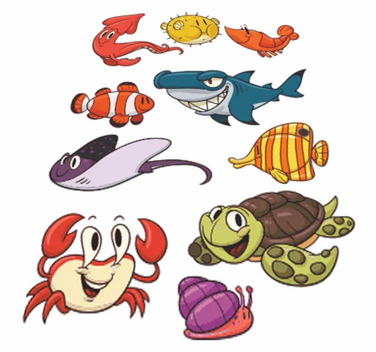 Tapis vinyle pour enfants pack de poissons colorés - TenStickers