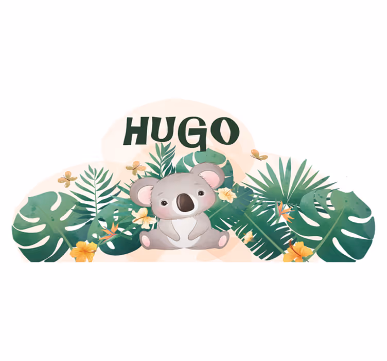 Tapis vinyle pour enfants koala mignon avec prénom - TenStickers