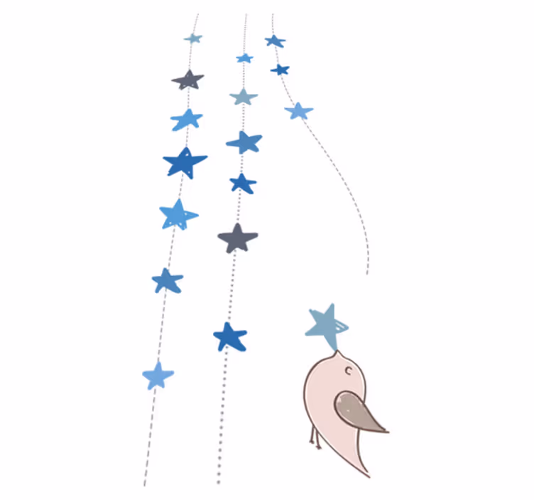 Tapis vinyle pour enfants étoiles bleues et oiseau - TenStickers