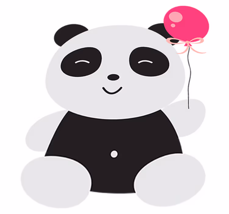 Tapis vinyle pour enfants panda avec ballon rose - TenStickers