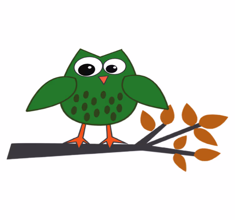 Tapis vinyle pour enfants hibou vert sur une branche - TenStickers