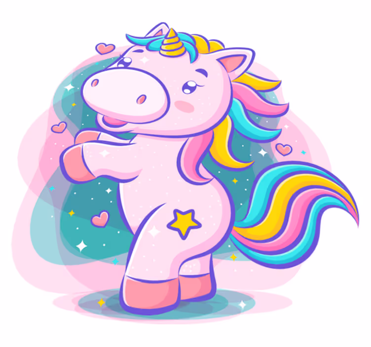 Tapis vinyle pour enfants licorne colorée souriante - TenStickers