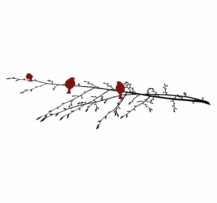 Tapis vinyle chambre oiseaux rouges sur branche - TenStickers