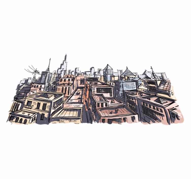 Tapis vinyle chambre aquarelle ville - TenStickers