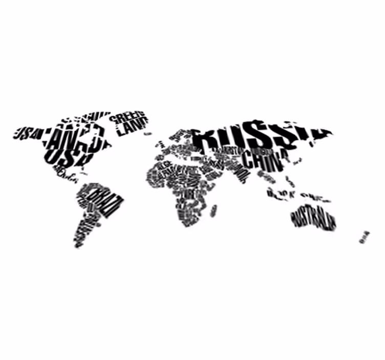 Tapis vinyle carte du monde avec noms de pays - TenStickers