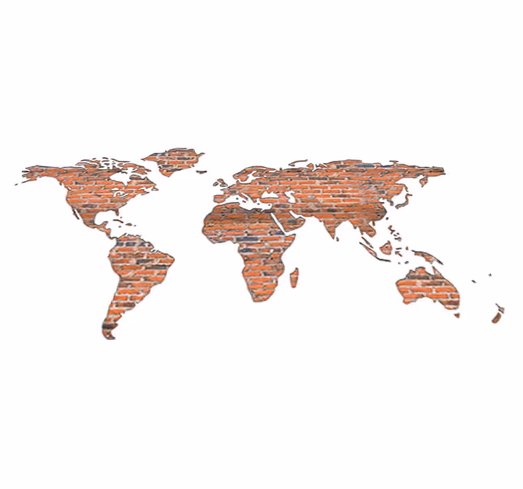 Tapis vinyle carte du monde brique mural - TenStickers