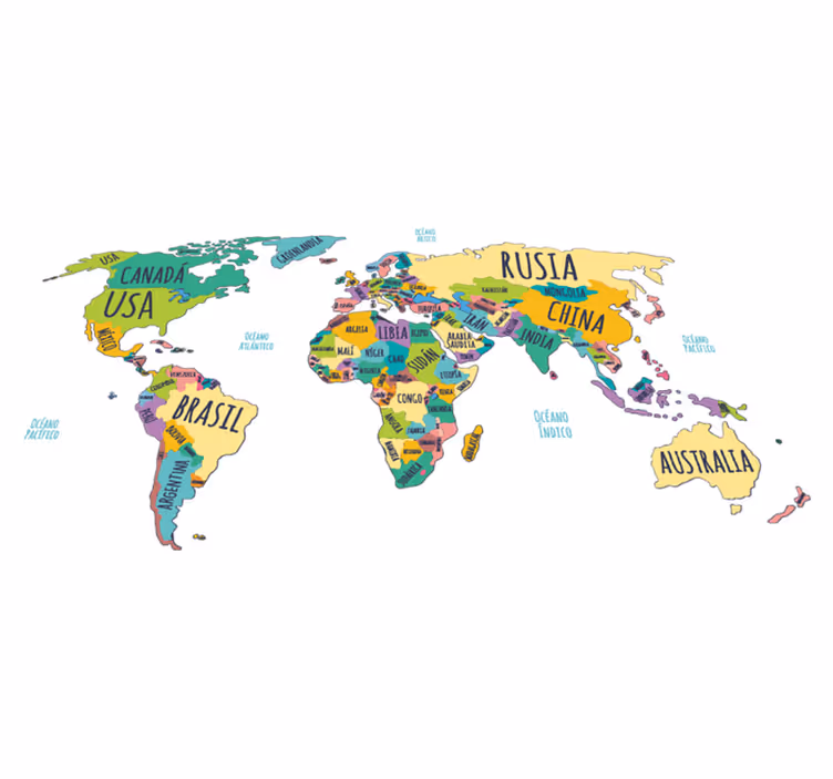 Tapis vinyle carte du monde politique - TenStickers