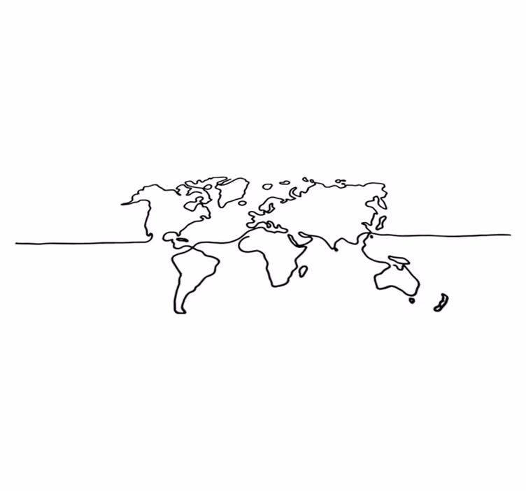 Tapis vinyle carte du monde art linéaire - TenStickers