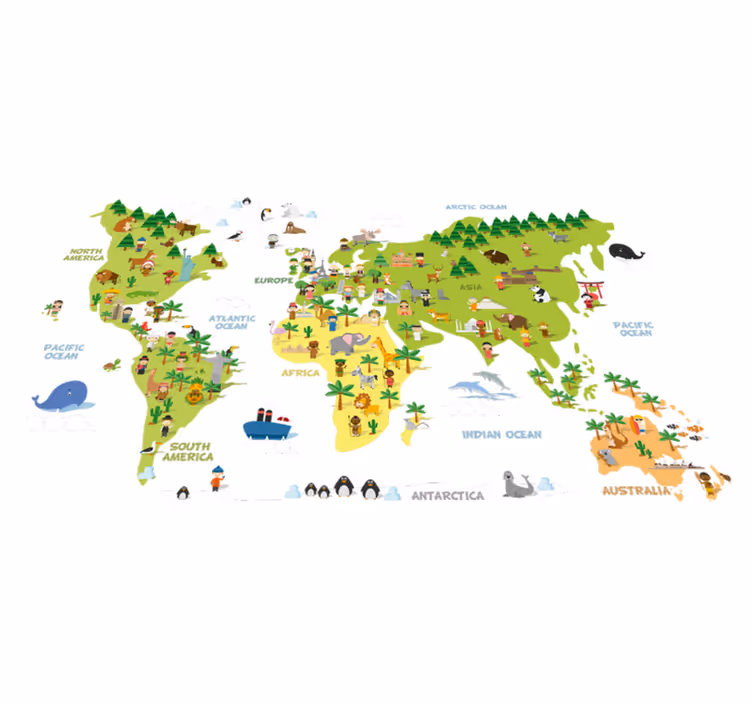 Tapis vinyle carte du monde en anglais - TenStickers