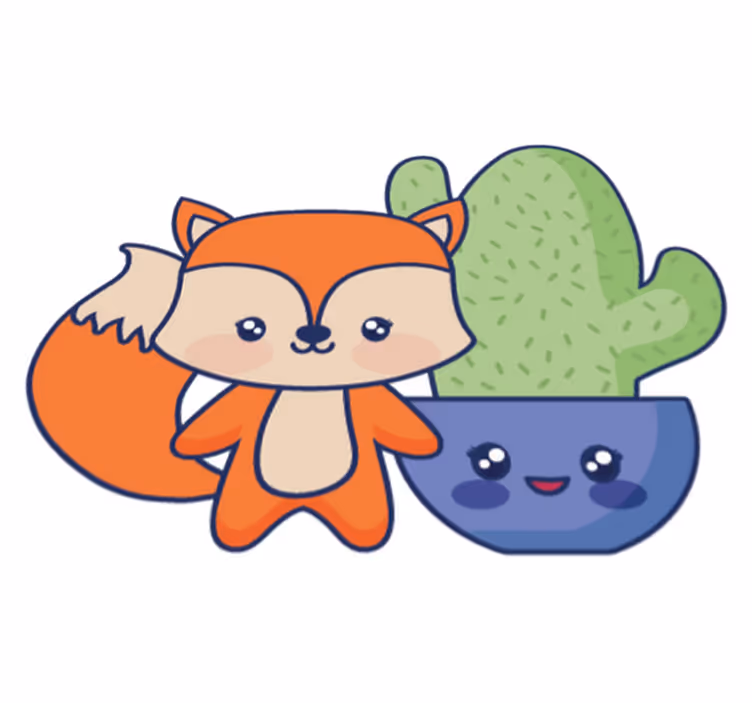 Tapis vinyle pour enfants animés cactus et renard - TenStickers
