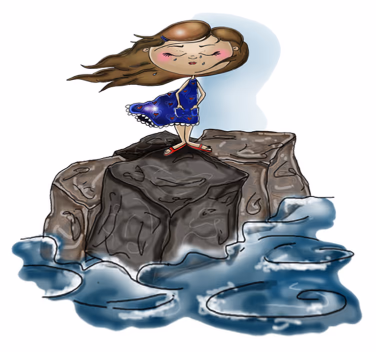Tapis vinyle pour enfants fille dans la mer - TenStickers
