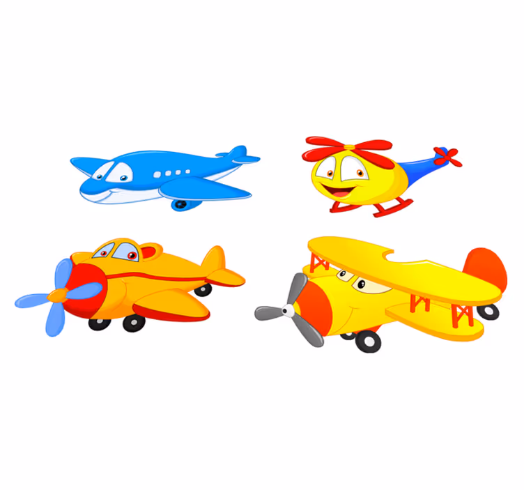 Tapis vinyle pour enfants avions et hélicoptères souriants - TenStickers