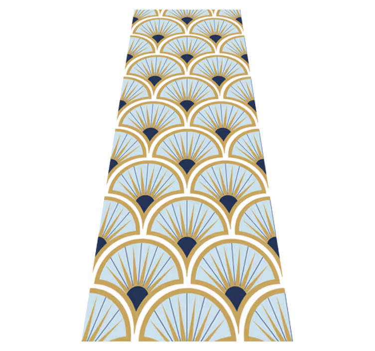 Tapis vinyle salle de bain nuances de bleu art déco - TenStickers
