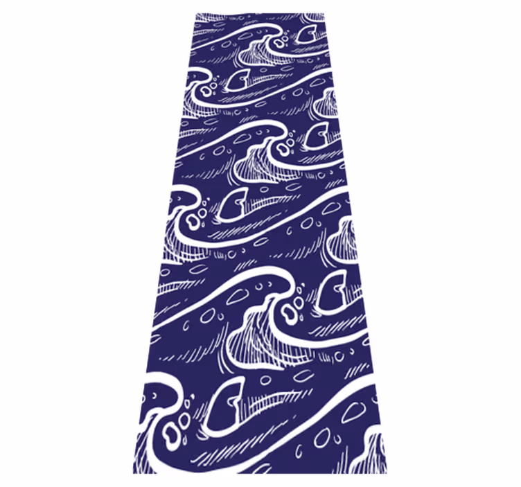 Tapis vinyle salle de bain motif vagues bleues - TenStickers