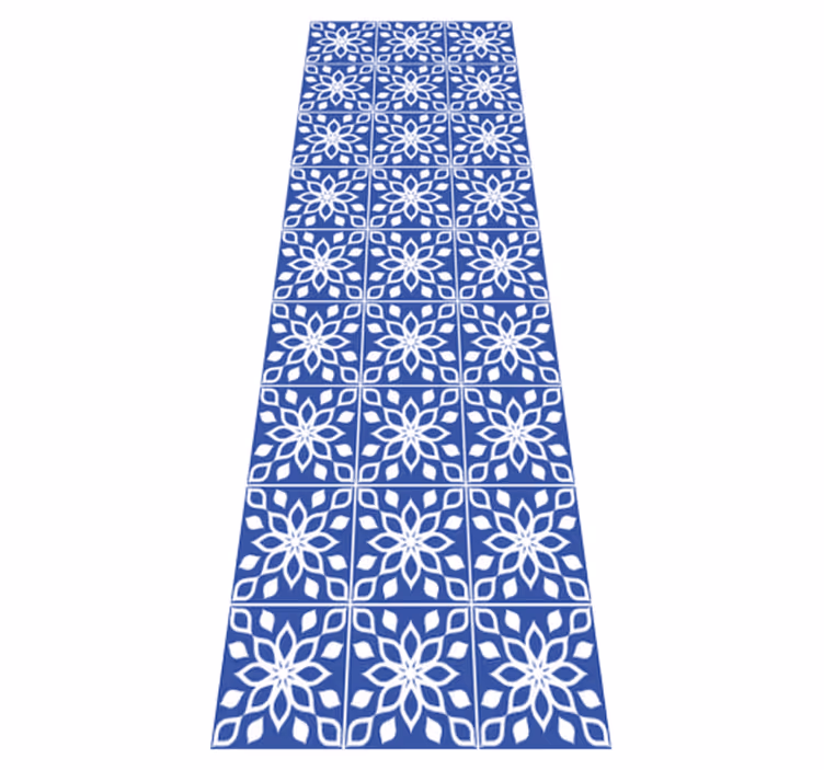 Tapis vinyle salle de bain motif carreaux bleus - TenStickers