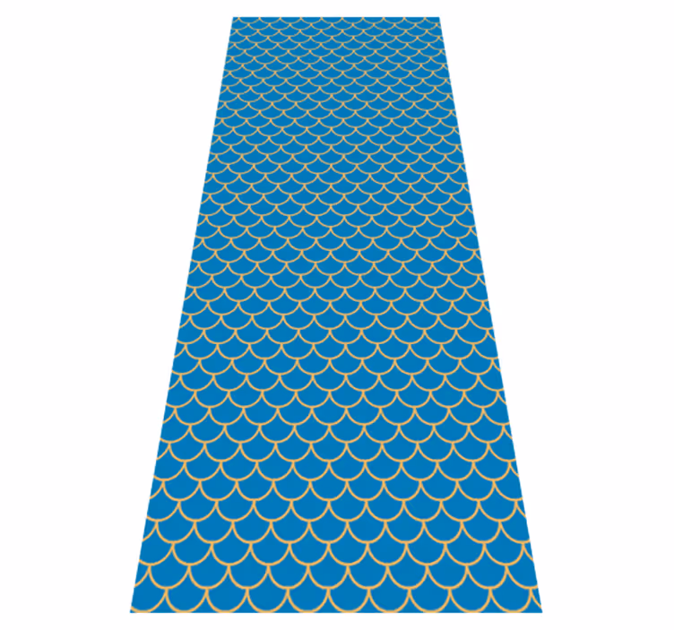 Tapis vinyle salle de bain motif écailles de poisson bleu - TenStickers