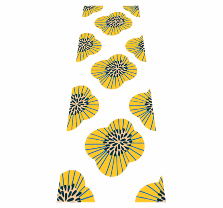Tapis vinyle salle de bain motif fleurs rondes bleu et jaune - TenStickers