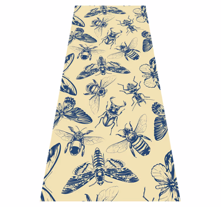 Tapis vinyle salle de bain motif abeilles et papillons - TenStickers