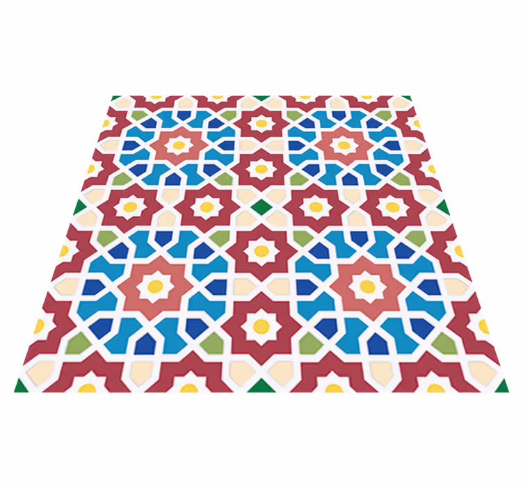 Tapis vinyle salle de bain carreaux hydraulique arabe - TenStickers