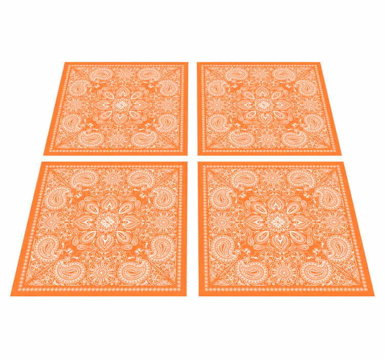 Tapis vinyle salle de bain carreaux paisley - TenStickers