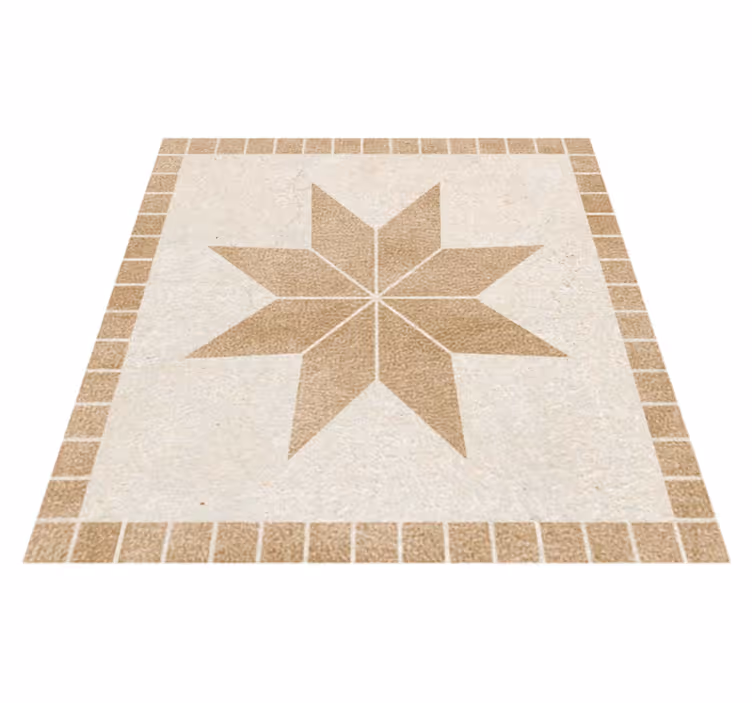 Tapis vinyle salle de bain carreaux étoiles marron - TenStickers