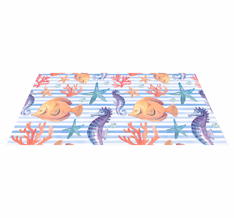 Tapis vinyle salle de bain carrelage vie marine - TenStickers