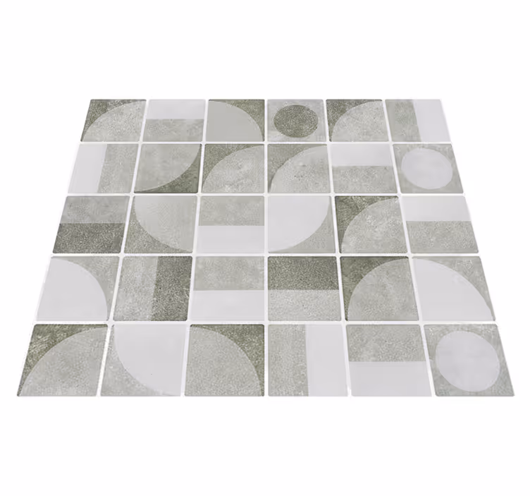 Tapis vinyle salle de bain formes entrelacées en gris - TenStickers