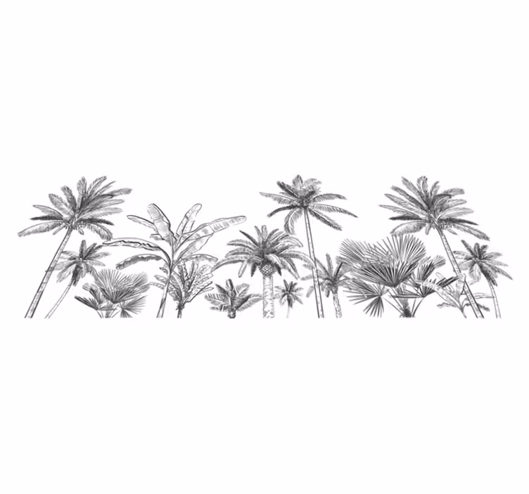 Tapis vinyle salle de bain croquis d'arbres tropicaux - TenStickers