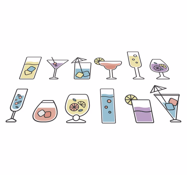 Tapis vinyle cuisine autocollants cocktails - TenStickers