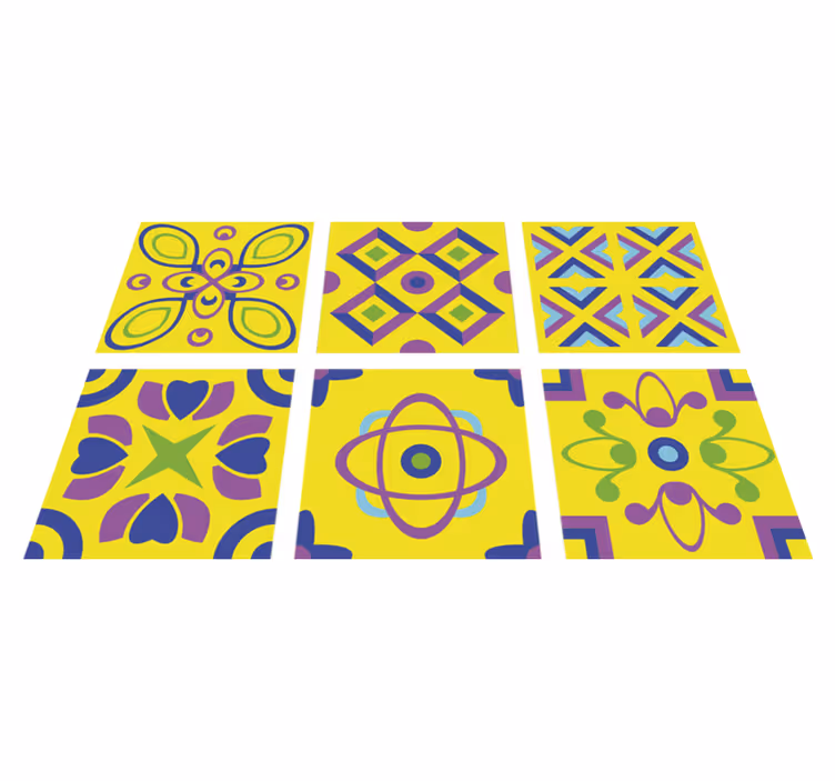 Tapis vinyle cuisine symétries psychédéliques - TenStickers