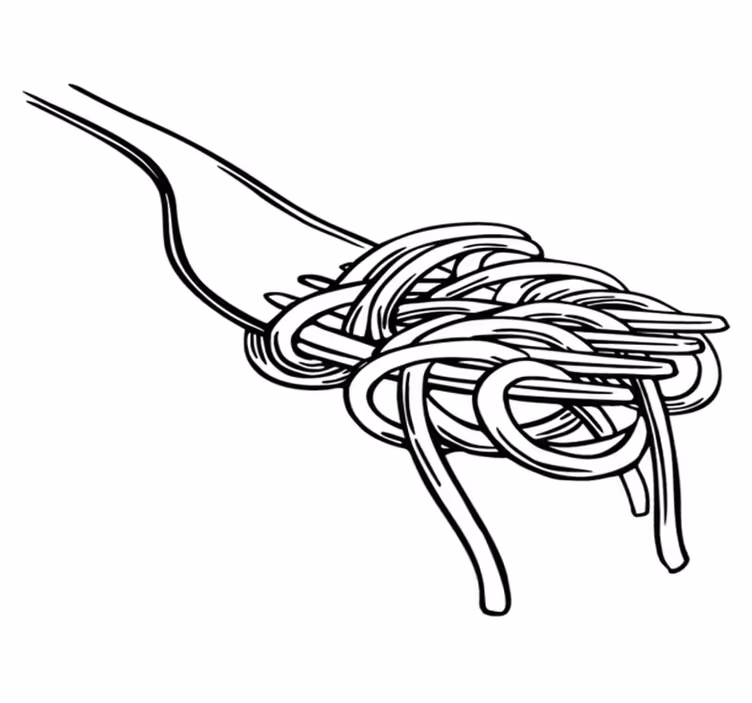 Tapis vinyle cuisine style gravure fourchette spaghetti - TenStickers