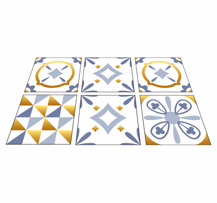 Tapis vinyle cuisine frises effet doré - TenStickers