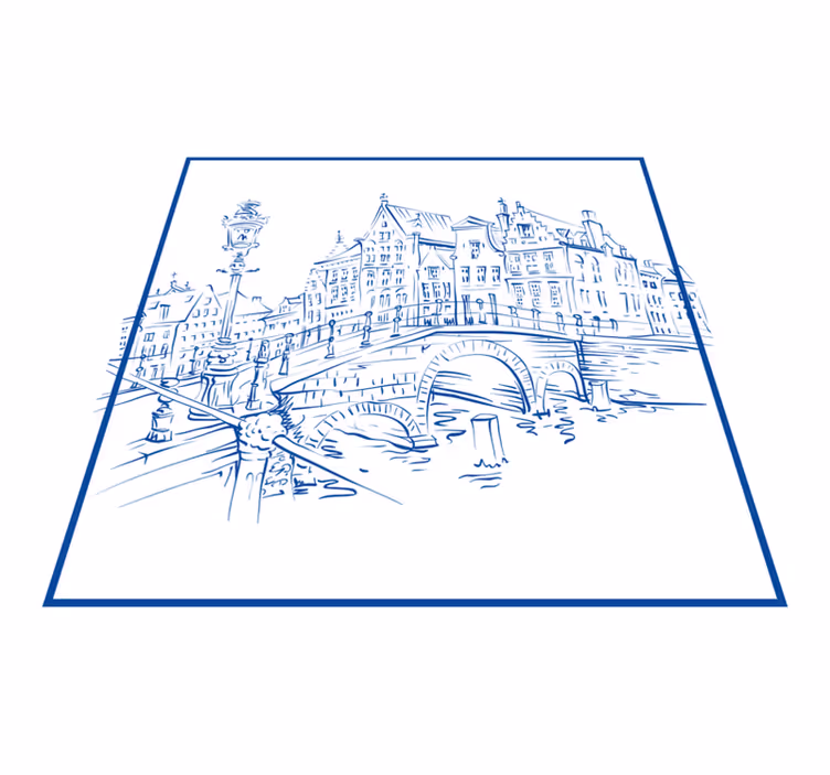 Tapis vinyle cuisine maisons de canal bleu delft - TenStickers