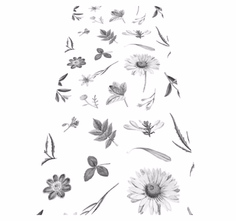 Tapis vinyle cuisine fleurs grises printanières - TenStickers