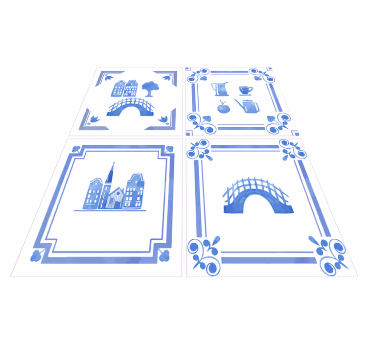 Tapis vinyle cuisine maisons néerlandaises delft - TenStickers