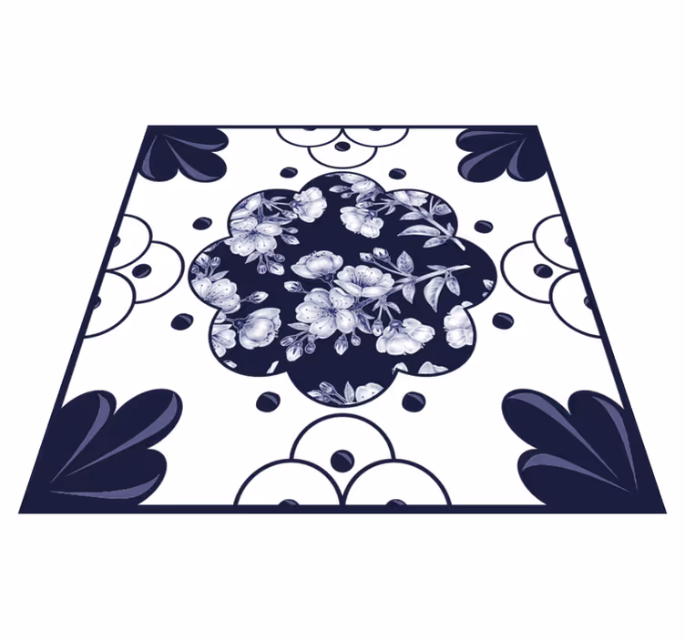 Tapis vinyle cuisine motif fleurs - TenStickers