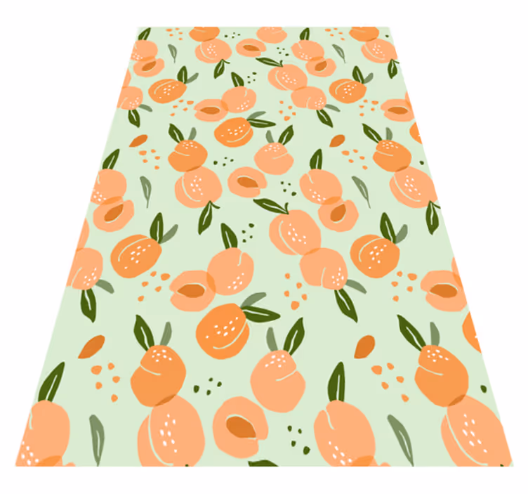 Tapis vinyle cuisine pêches sur fond vert - TenStickers