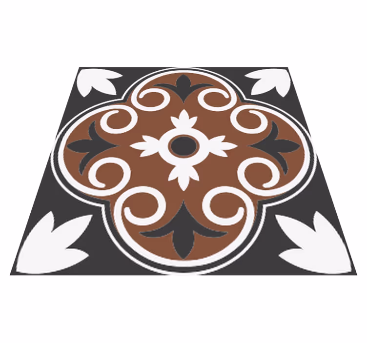 Tapis vinyle cuisine motif vintage gris et marron - TenStickers