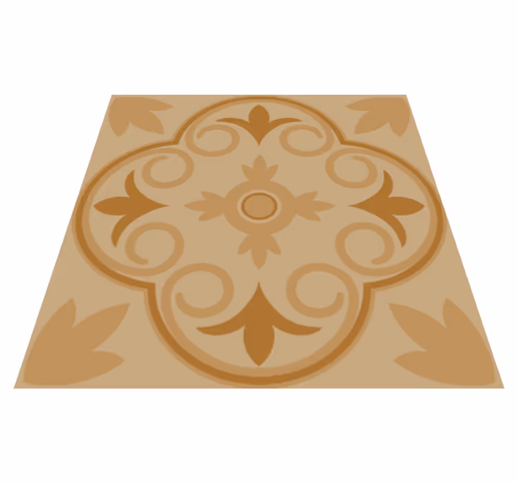 Tapis vinyle cuisine motif floral vintage beige - TenStickers