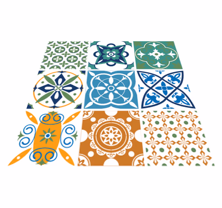 Tapis vinyle cuisine carrelage en porcelaine mixte - TenStickers
