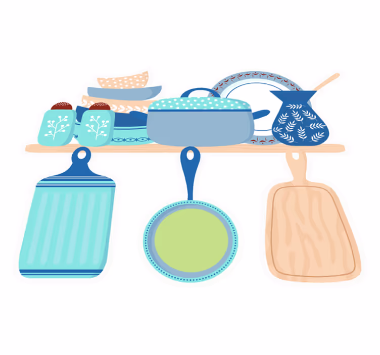 Tapis vinyle cuisine vaisselle en céramique - TenStickers